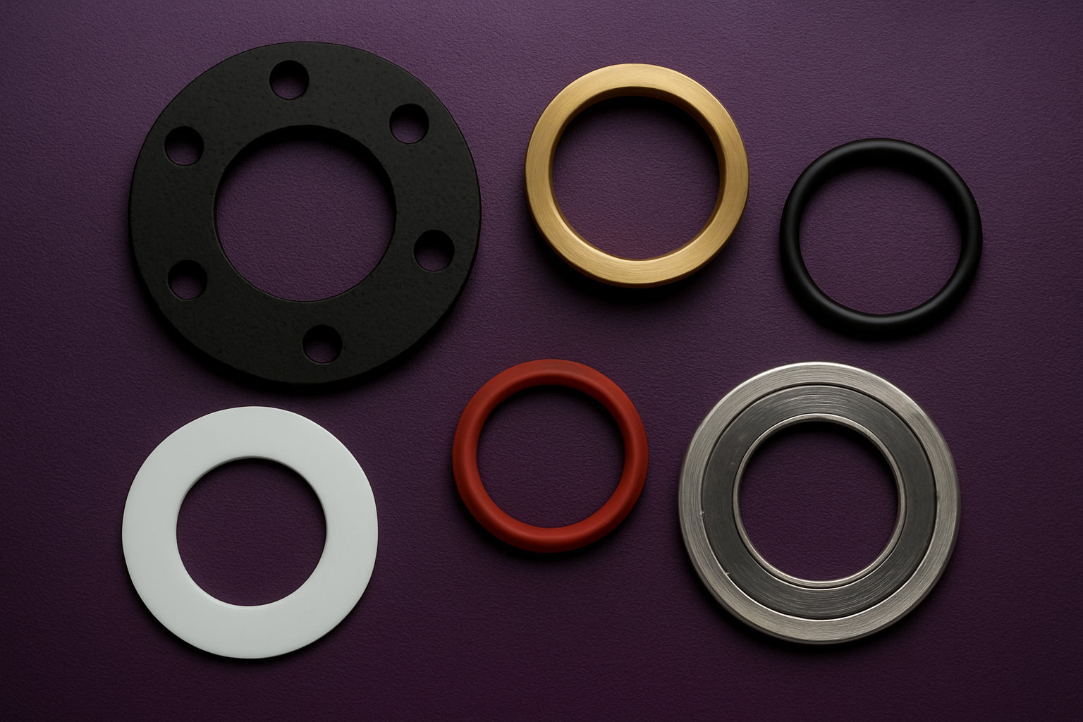 Brass washers, gaskets, and O-rings for plumbing