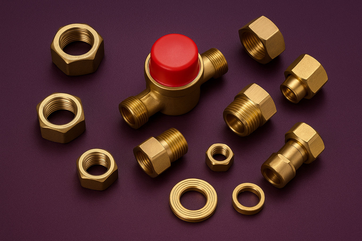 Brass water meter fittings and couplings